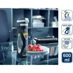 Bestes Angebot ⭐ Leifheit Trinkflasche Flip 600ml Glas Schwarz Mit Filter Für Fruchteinsatz Glasflasche Mit Silikonummantelung 😀 -Angebote Leifheit Store unnamed file 1299